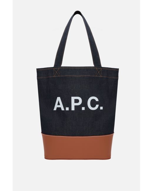 A.P.C. A. P.C. Axel denim and smooth leather tote bag Man