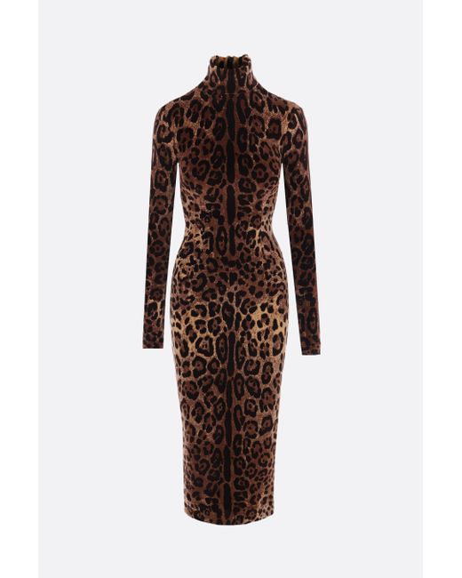 Dolce & Gabbana Leopard printed jacquard chenille long dress