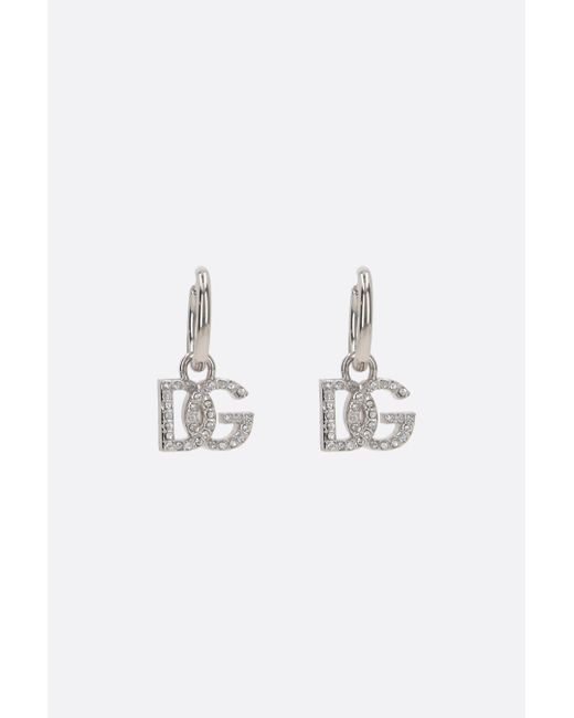 Dolce & Gabbana DG logo-detailed brass hoop earrings