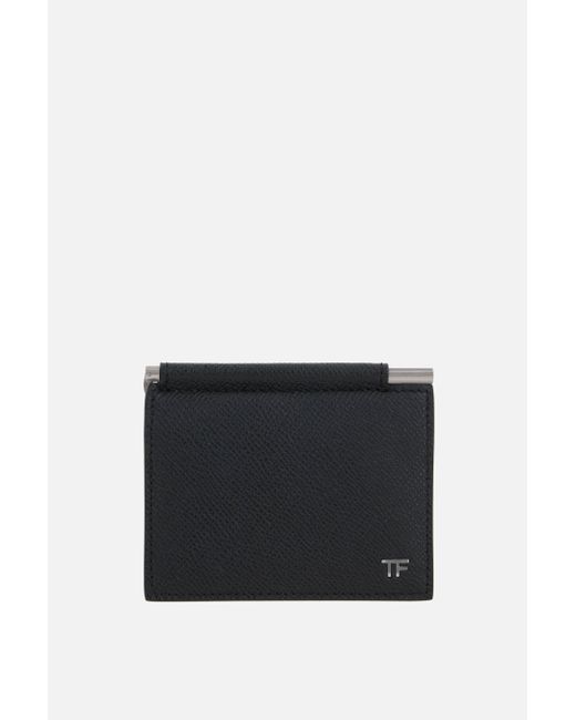Tom Ford textured leather money clip card case Man