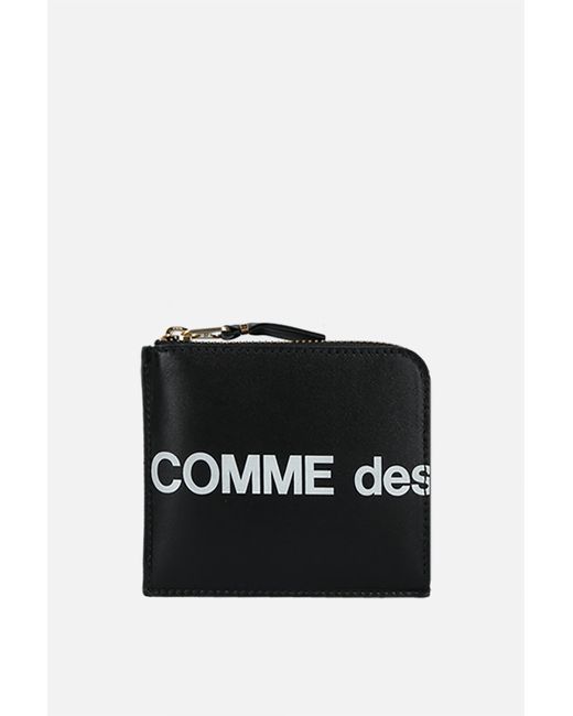 Comme Des Garçons logo print smooth leather half-zip wallet Man
