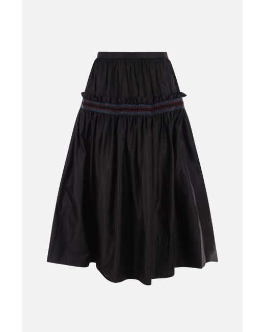Molly Goddard poplin wide skirt with shirring detail