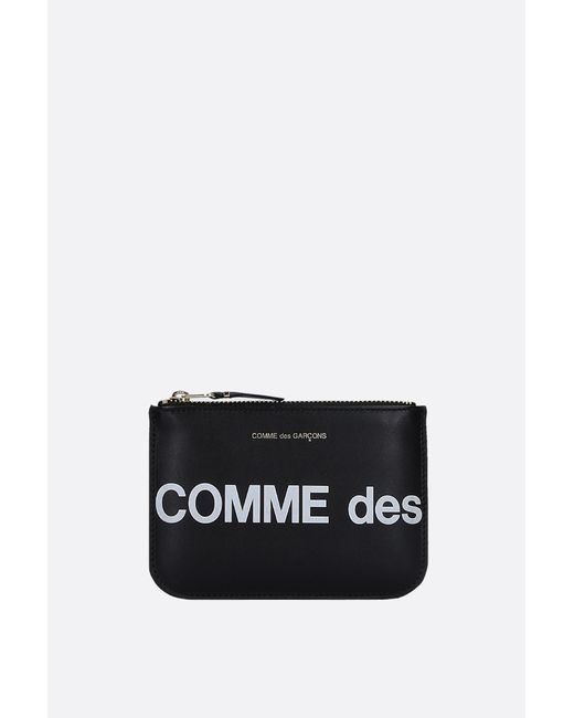 Comme Des Garçons logo print smooth leather small pouch Man