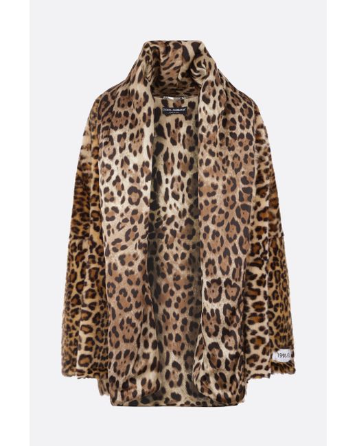 Dolce & Gabbana Leopard faux-four padded oversized coat