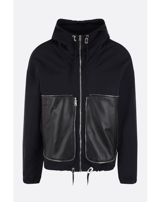 Bottega Veneta nylon jacket with leather pockets insert Man