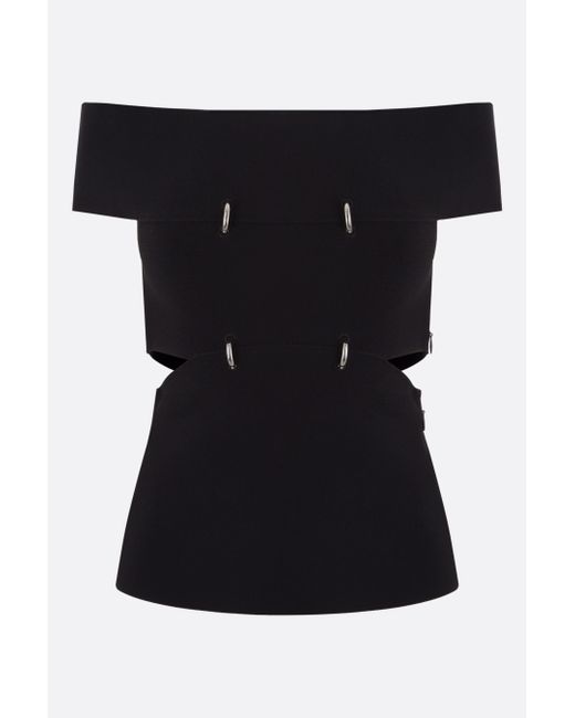 Alexander McQueen stretch knit fitted off-the-shoulder top