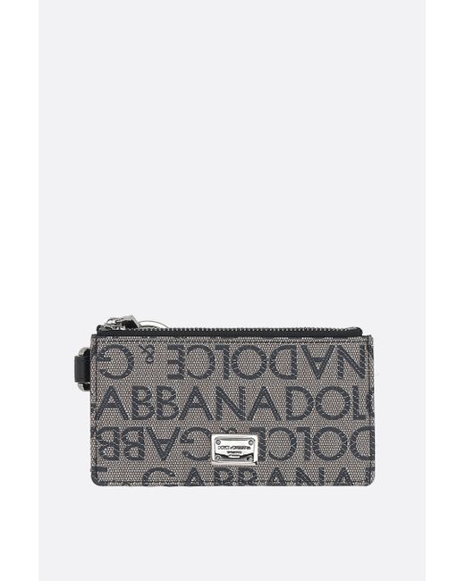 Dolce & Gabbana smooth leather and coated canvas zipped card case Man