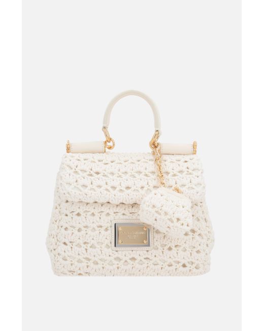 Dolce & Gabbana Sicily Soft small crochet top handle bag