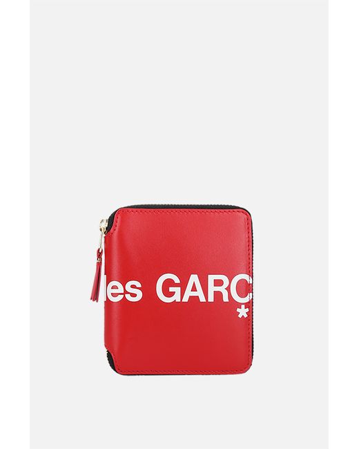 Comme Des Garçons logo print smooth leather small zip-around wallet Man