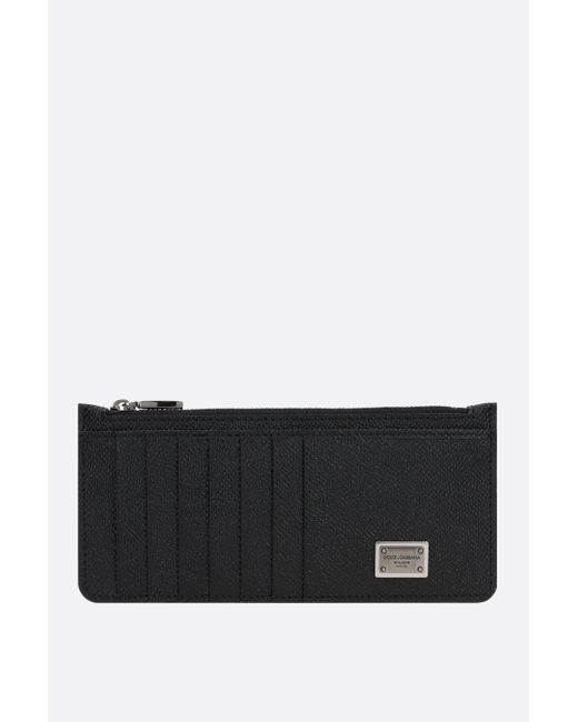 Dolce & Gabbana Dauphine leather zipped card case Man