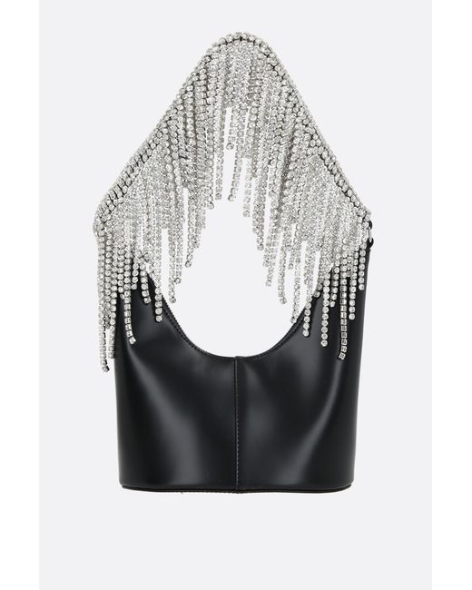 Kara Crystal Fringe polished leather shoulder bag