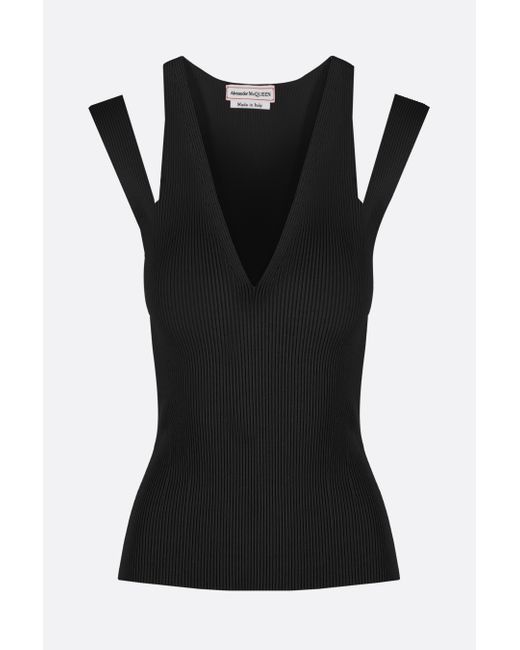 Alexander McQueen ribbed stretch knit sleeveless top