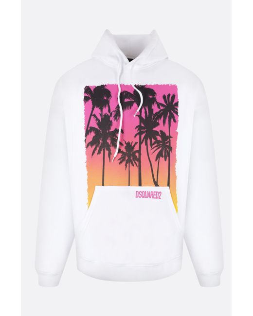 Dsquared2 fleece oversized hoodie with D2 Sunrise print Man