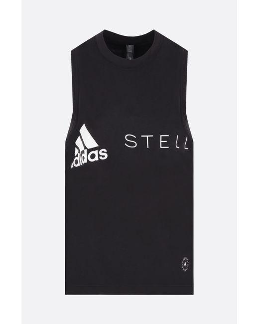 Adidas by Stella McCartney logo print cotton blend tank top