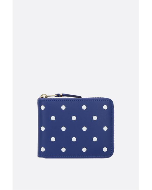 Comme Des Garçons polka dots printed smooth leather zip-around wallet Man