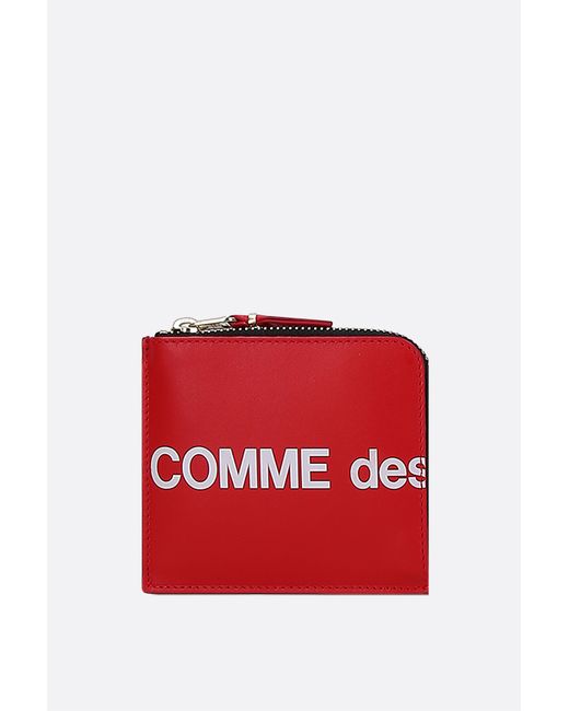 Comme Des Garçons logo print smooth leather half-zip wallet Man