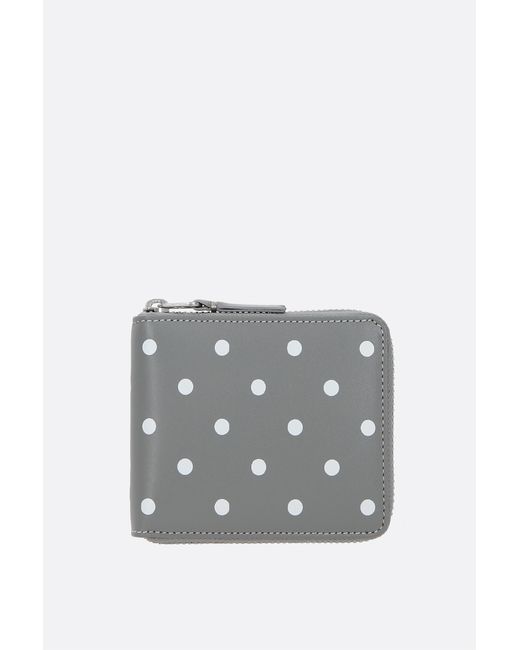 Comme Des Garçons polka dots printed smooth leather zip-around wallet Man