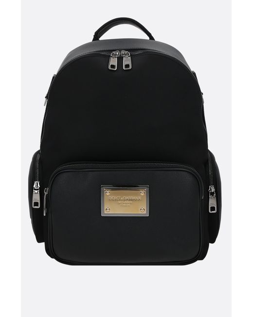 Dolce & Gabbana nylon and grainy leather backpack Man