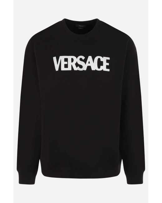 Versace logo print cotton fleece sweatshirt Man