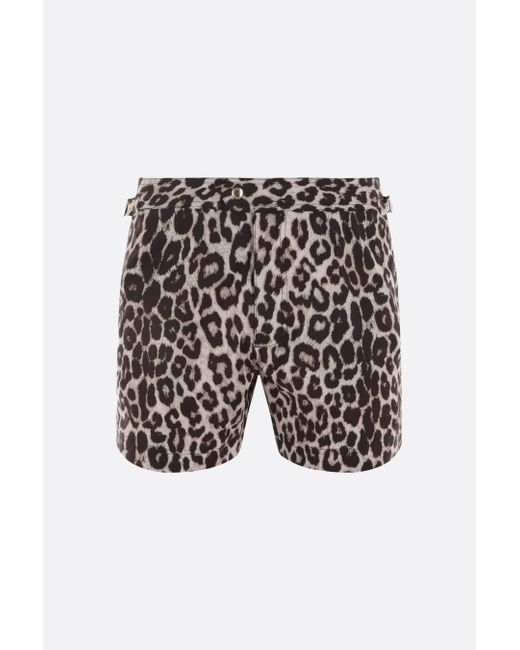 Tom Ford Leopard printed nylon swim shorts Man