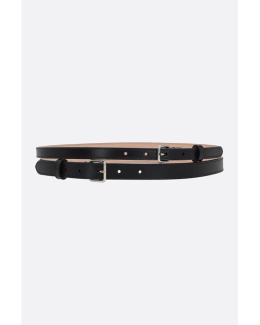 Alexander McQueen smooth leather thin double belt