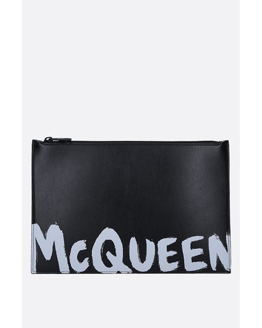 Alexander McQueen McQueen Graffiti smooth leather clutch Man