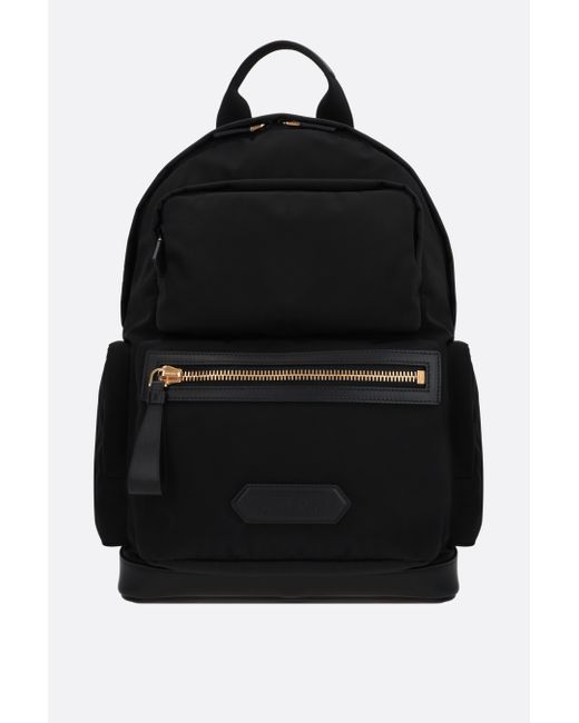 Tom Ford recycled nylon and smooth leather backpack Man