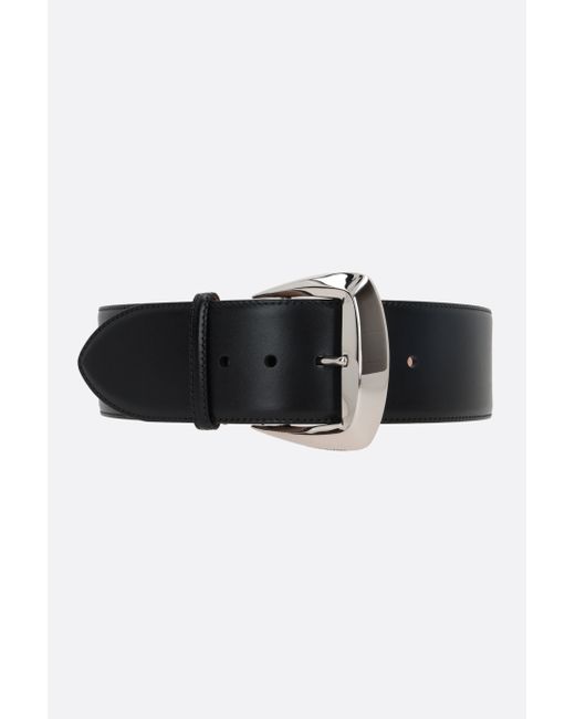 Alexander McQueen Geometric buckle-detailed smooth leather waist belt