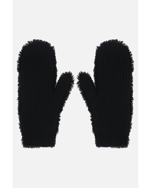 Yves Salomon shearling and knit mittens