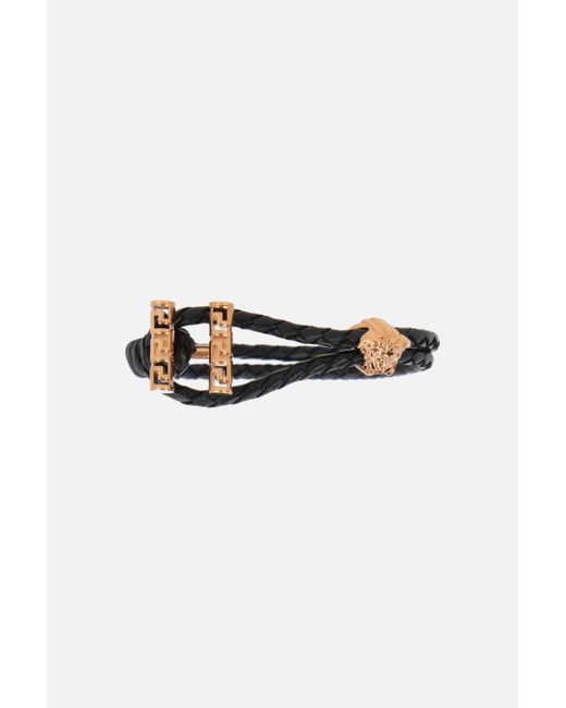 Versace La Medusa braided leather bracelet Man