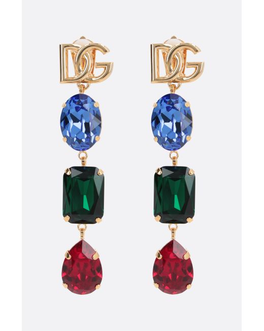 Dolce & Gabbana crystal-embellished brass pendant earrings