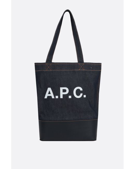 A.P.C. A. P.C. Axelle denim and smooth leather tote bag Man