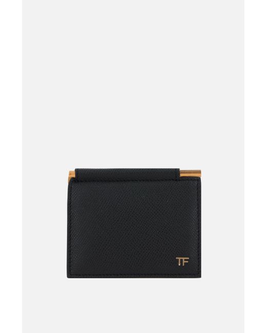 Tom Ford textured leather money clip card case Man