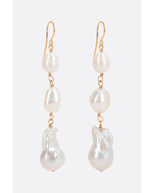 Jil Sander pearl-embellished brass drop earrings