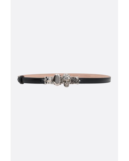 Alexander McQueen The Knuckle smooth leather thin belt