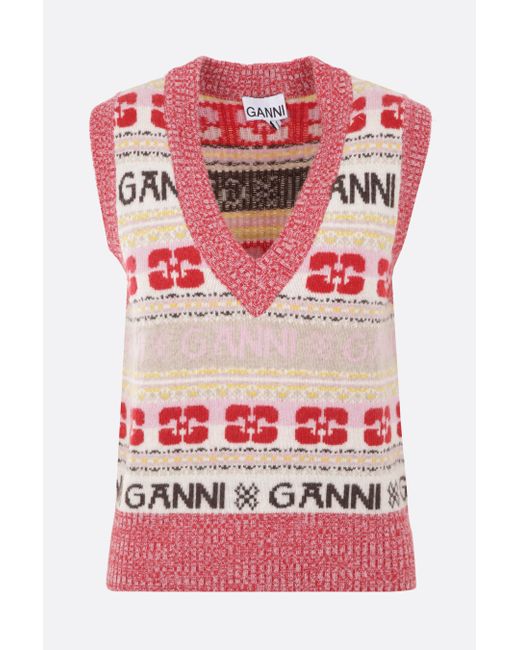 Ganni recycled wool blend sleeveless pullover