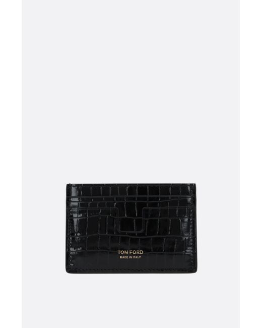 Tom Ford T Line crocodile-embossed leather card case Man