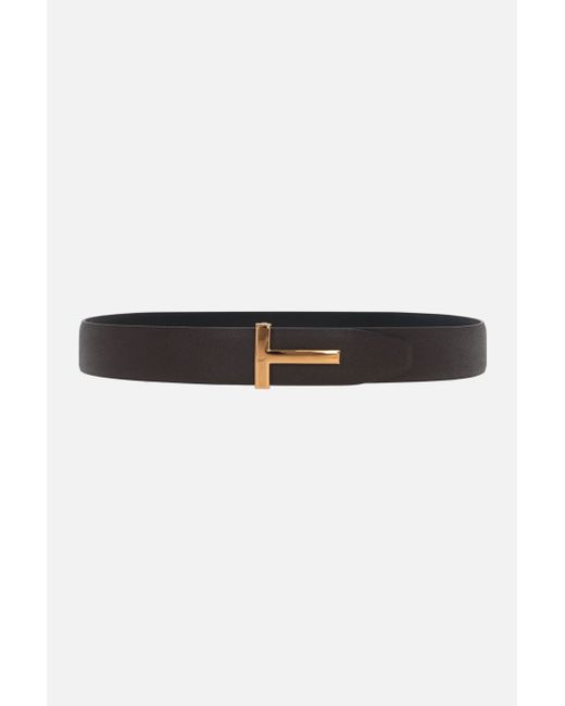Tom Ford T Icon textured leather reversible belt Man
