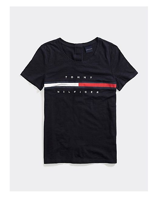 Tommy Hilfiger Adaptive Seated Fit Stripe Signature T-Shirt Sky Captain