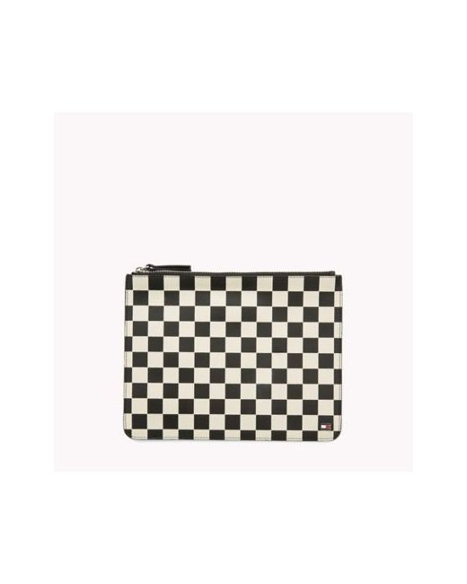 Tommy Hilfiger Checkered Flag Leather Pouch Black