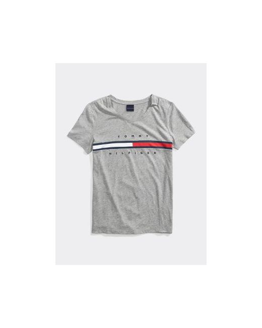 Tommy Hilfiger Adaptive Stripe Signature T-Shirt Grey Heather S