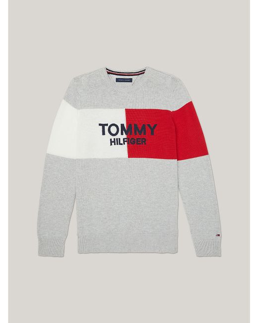 Tommy Hilfiger Boys Flag Logo Sweater Grey