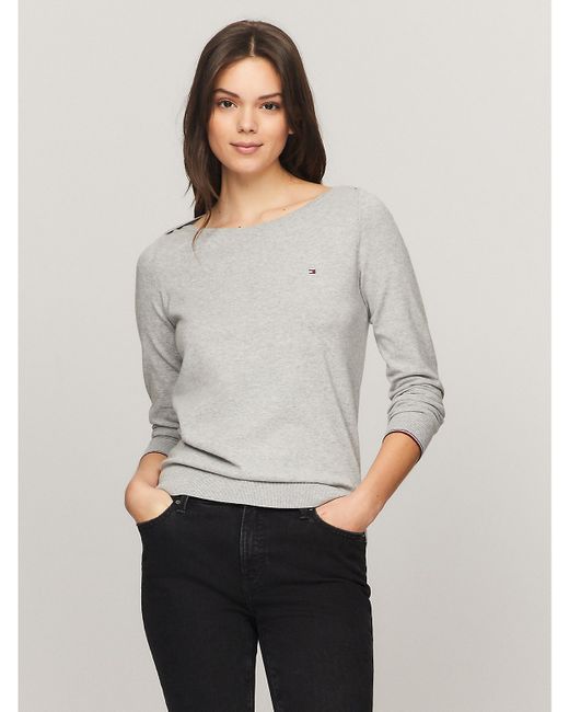 Tommy Hilfiger Solid Boatneck Sweater Grey