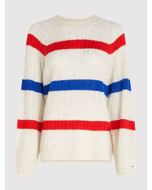 Tommy Hilfiger Wool Stripe Cable Knit Sweater