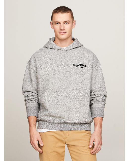 Tommy Hilfiger Embroidered Monotype Mouline Hoodie Grey