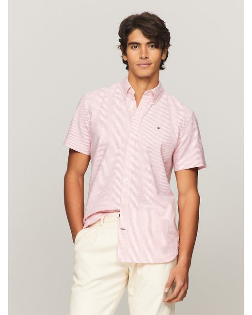 Tommy Hilfiger Regular Fit Stripe Short-Sleeve Oxford Shirt