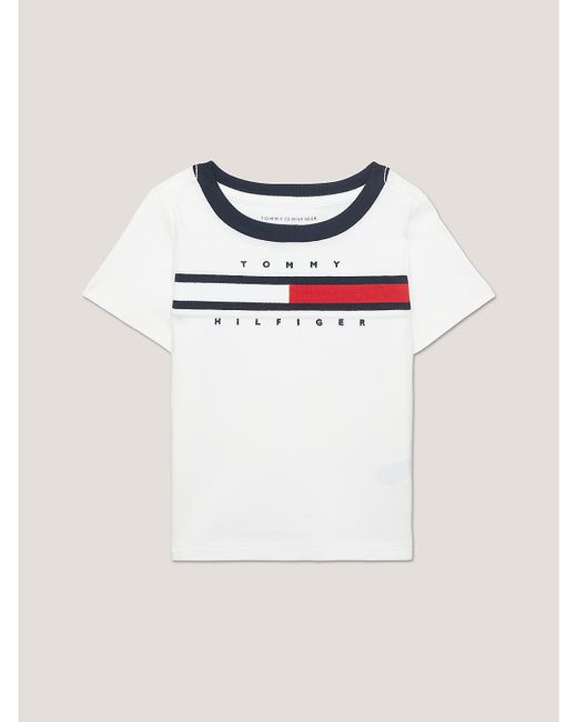 Tommy Hilfiger Boys Babies Flag Stripe Logo Ringer T-Shirt 12M