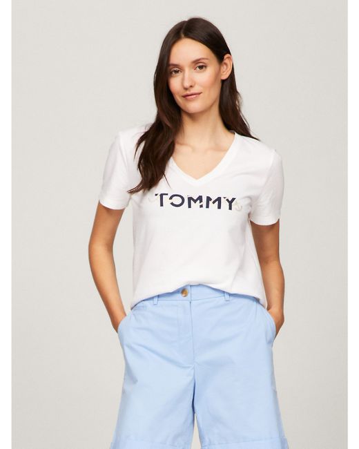 Tommy Hilfiger Tommy Anchor Logo V-Neck T-Shirt