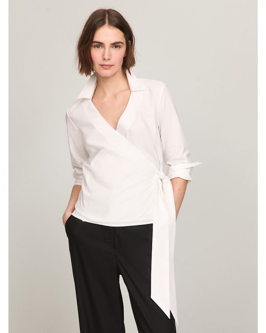 Tommy Hilfiger Solid Stretch Cotton Wrap Top