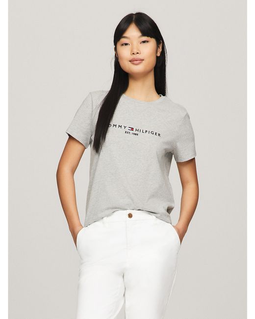 Tommy Hilfiger Embroidered Tommy Logo T-Shirt Grey